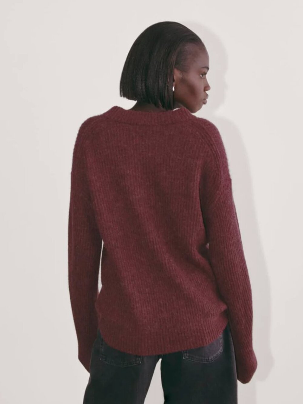 NWT Everlane The Cocoon Crew in Alpaca Burgundy Size XS - Picture 3 of 6